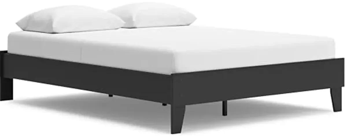 Signature Design by Ashley Socalle Casual Queen Platform Bed with Metal Slats, No Box Spring Needed, Black