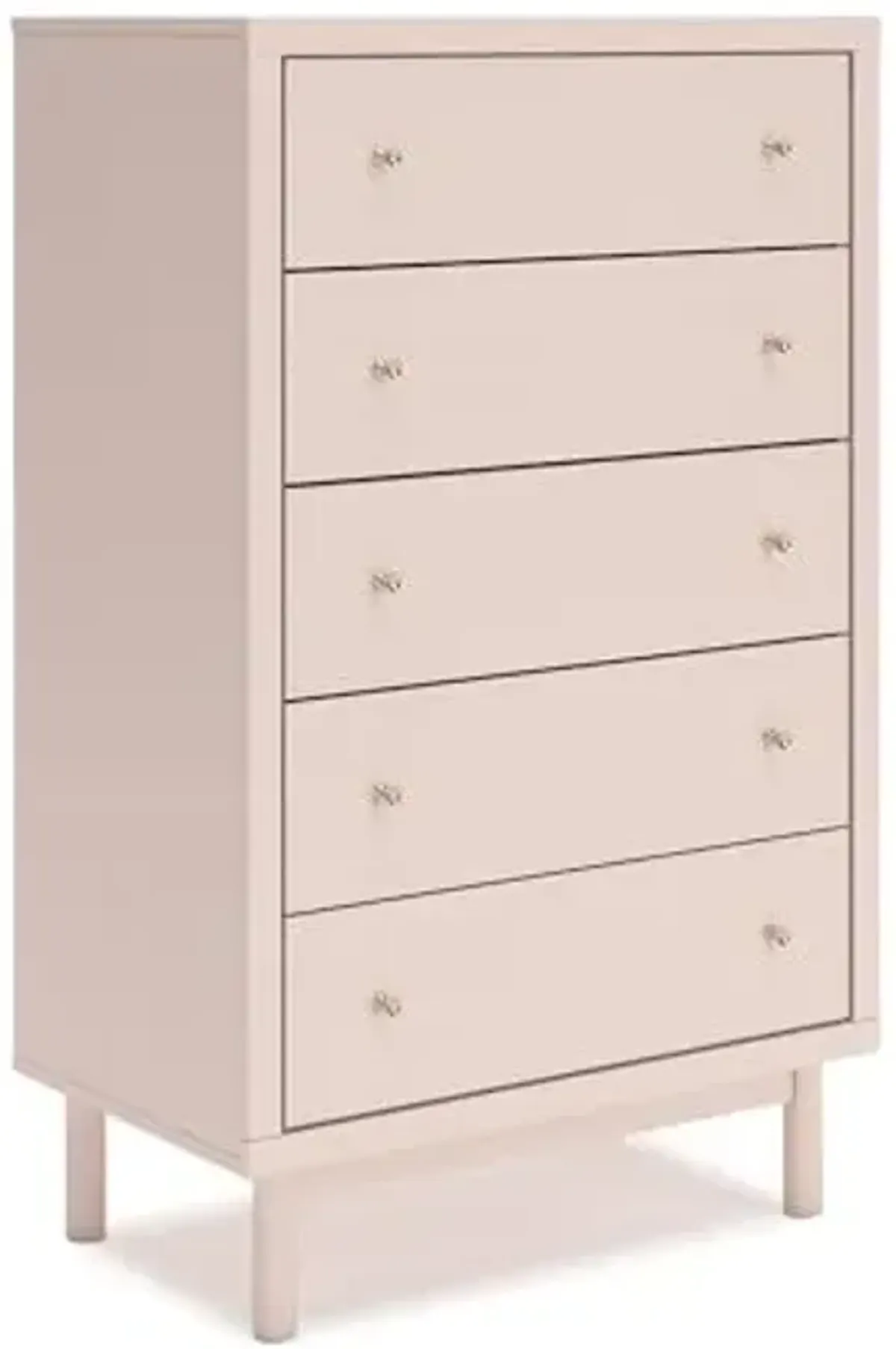 Signature Design by Ashley Wistenpine Modern 5-Drawer Chest of Drawers with Safety Stop, Pink