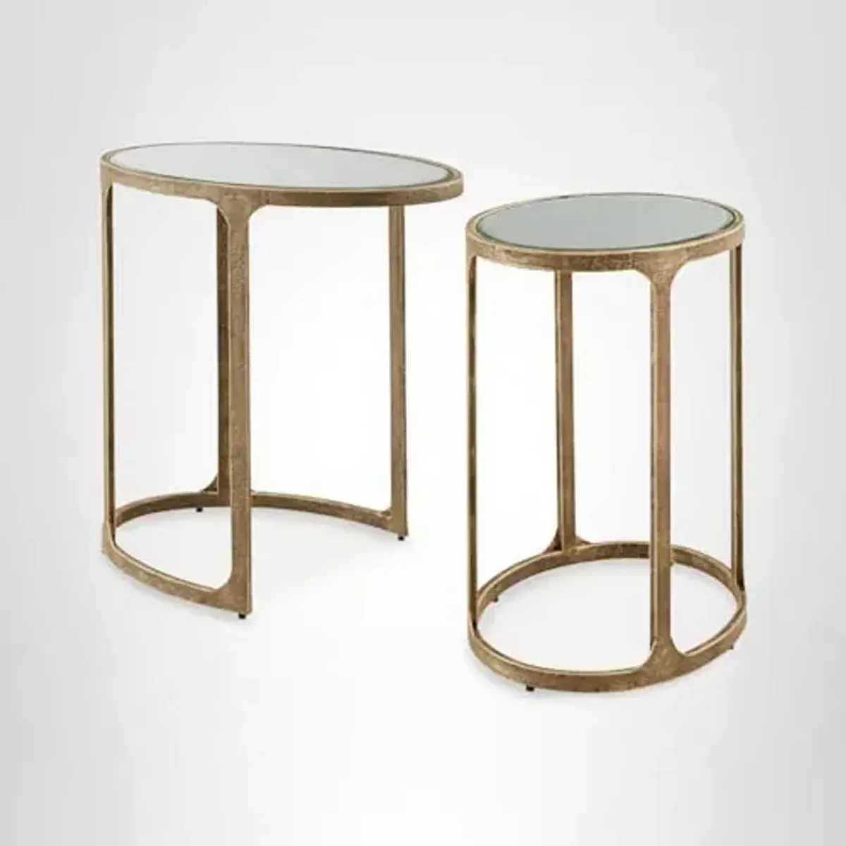 Signature Design by Ashley Irmaleigh Classic Nesting Accent Table Set with Mirrored Tabletops, Set of 2, Metallic