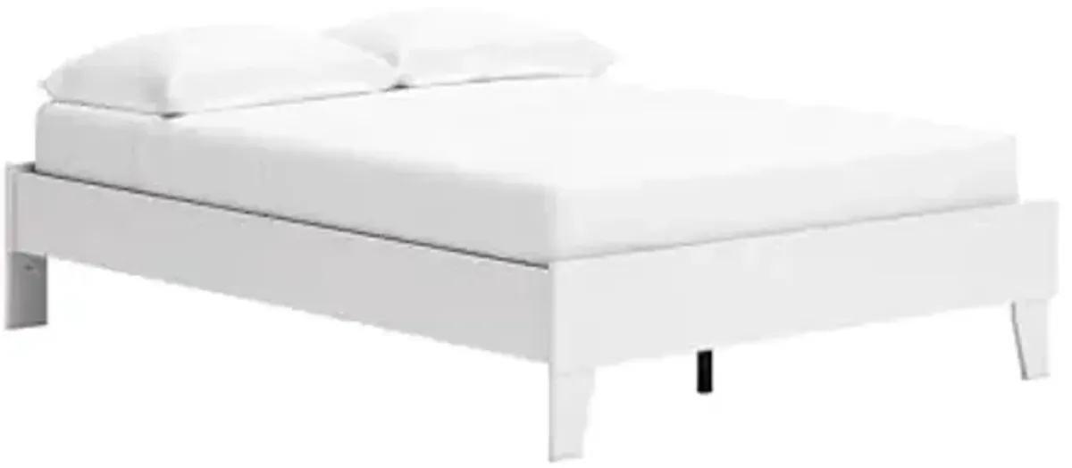 Signature Design by Ashley Socalle Coastal Full Platform Bed with Metal Slats, No Box Spring Needed, White