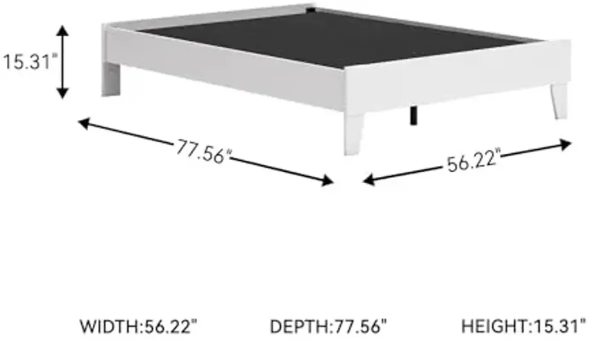 Signature Design by Ashley Socalle Coastal Full Platform Bed with Metal Slats, No Box Spring Needed, White
