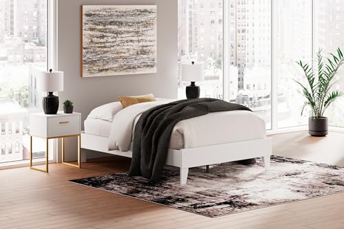 Signature Design by Ashley Socalle Coastal Full Platform Bed with Metal Slats, No Box Spring Needed, White