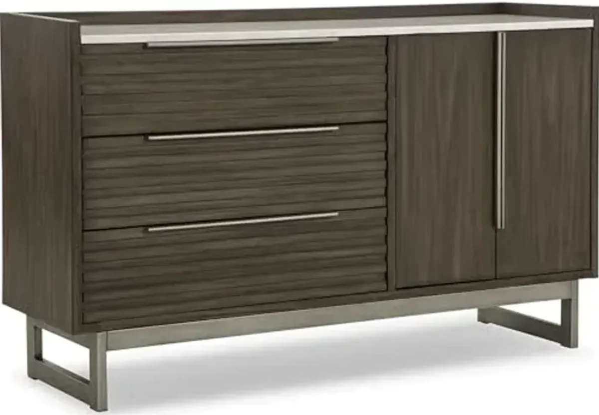 Signature Design by Ashley Arkenton Modern 3-Drawer Dresser with Adjustable Shelf, Soft Close, Safety Stop and Felt Lined, Gray & White
