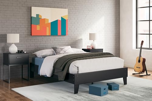 Signature Design by Ashley Socalle Casual Full Platform Bed with Metal Slats, No Box Spring Needed, Black