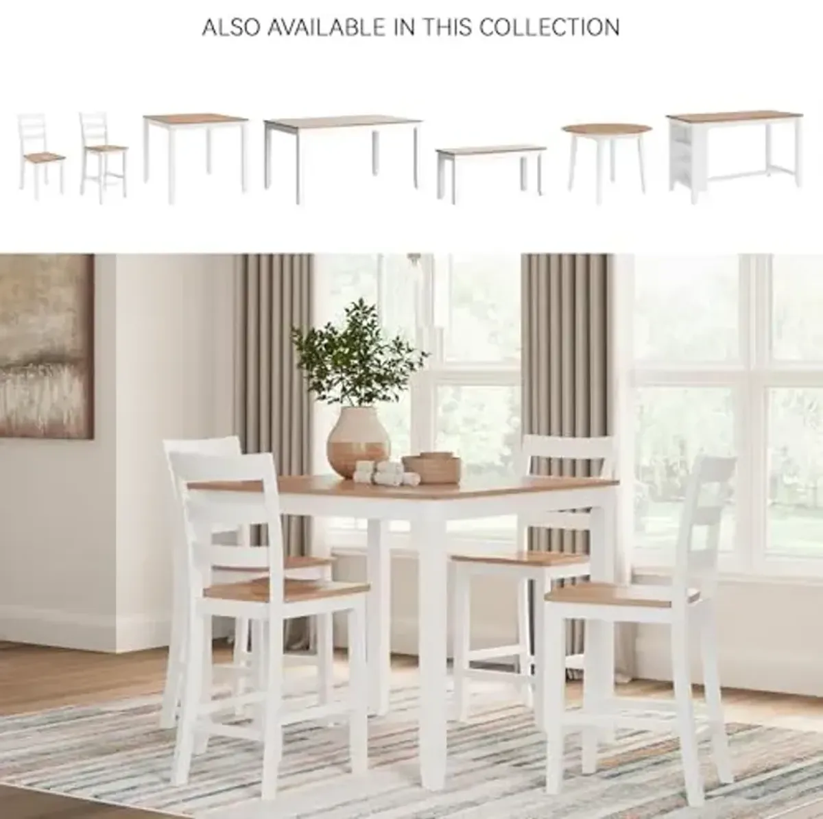 Ashley Furniture Gesthaven White Counter Height Dining Table Set - Set of 5