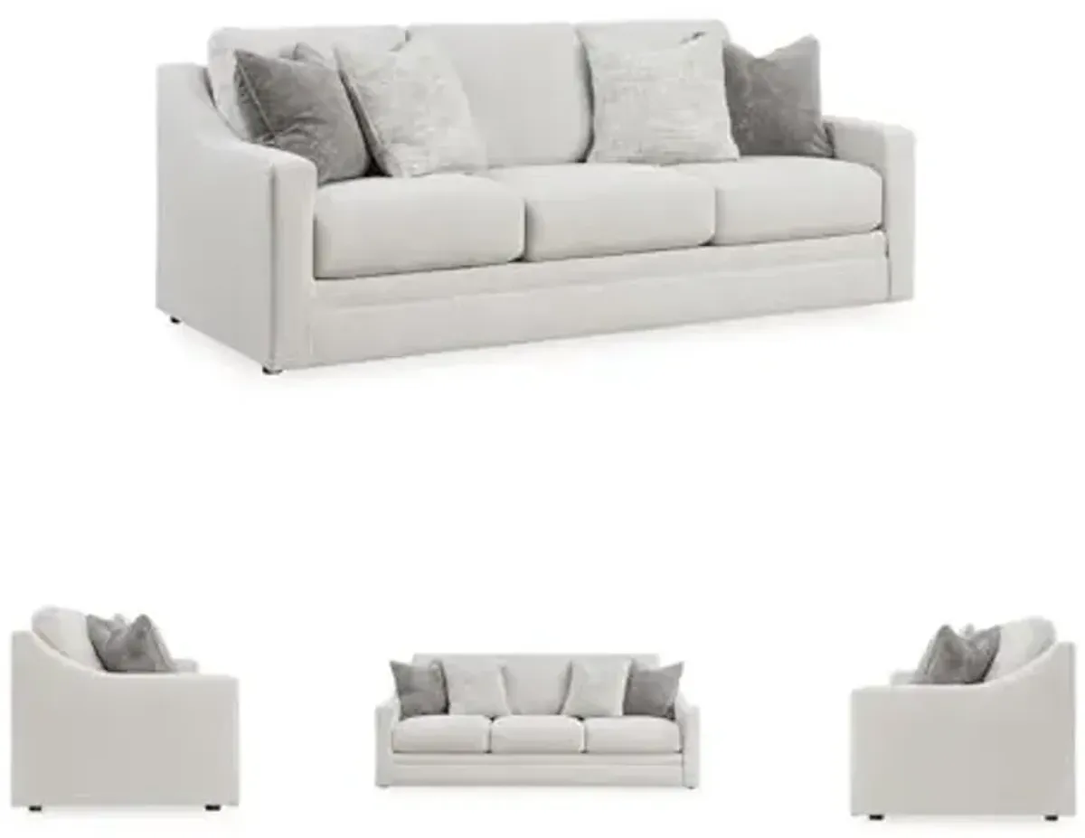 Signature Design by Ashley Maitelynn Contemporary Sofa with Accent Pillows, Reversible Cushions and Sloped Arms, Light Gray