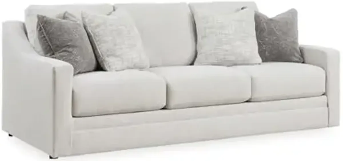 Signature Design by Ashley Maitelynn Contemporary Sofa with Accent Pillows, Reversible Cushions and Sloped Arms, Light Gray