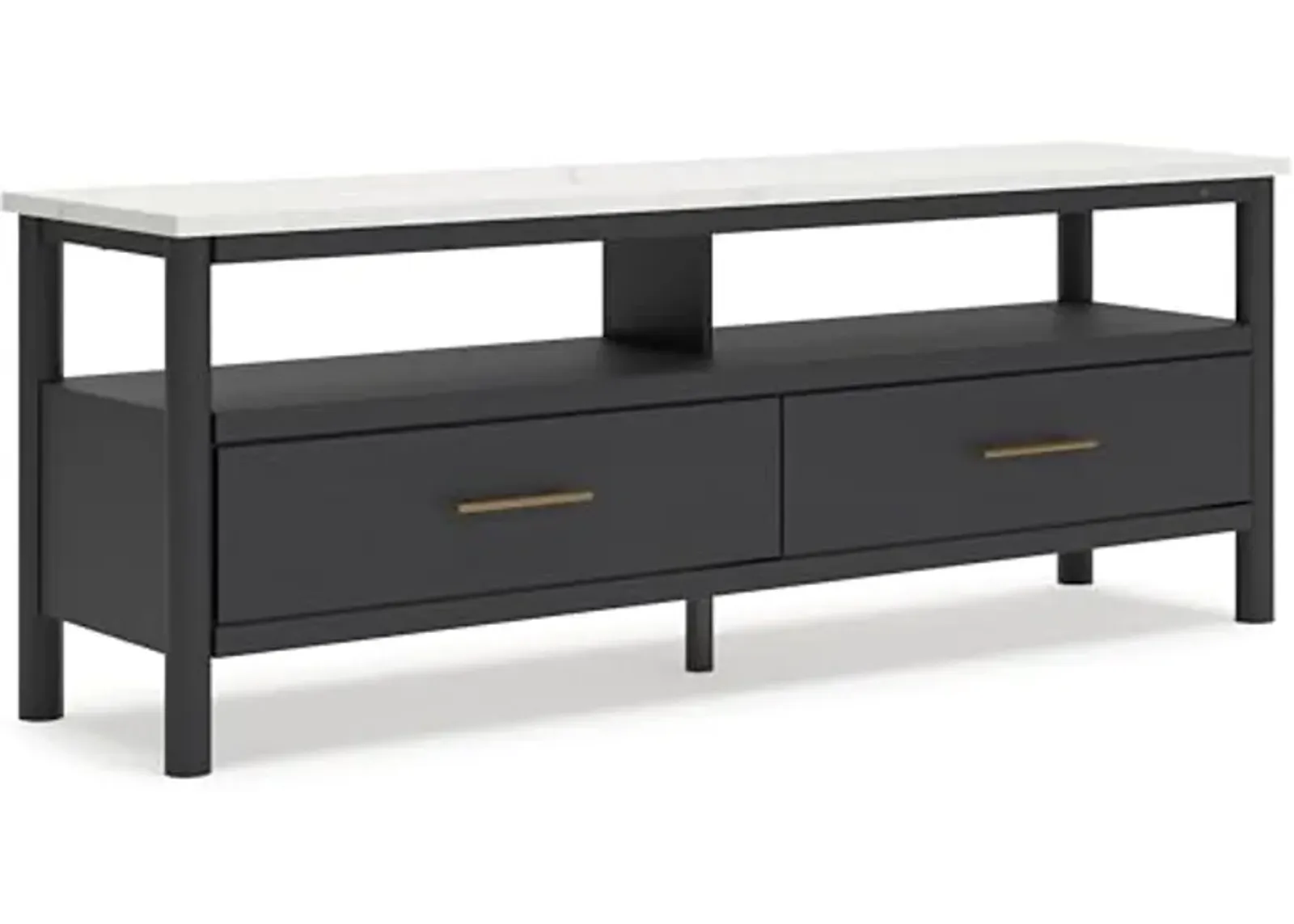 Signature Design by Ashley Cadmori Traditional 72" TV Stand for TVs up to 82" with Ambient Lighting, Open Shelf and Drawers, Black & White