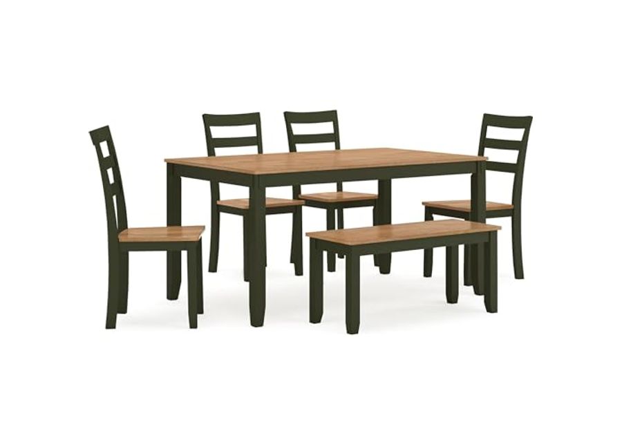 Ashley Furniture Gesthaven Natural & Green Dining Table Set - Set of 6