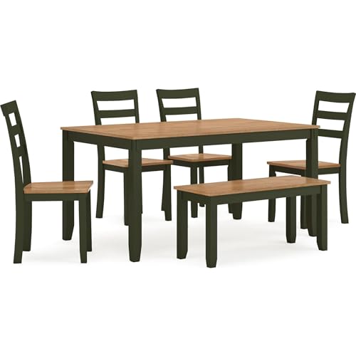 Ashley Furniture Gesthaven Natural & Green Dining Table Set - Set of 6