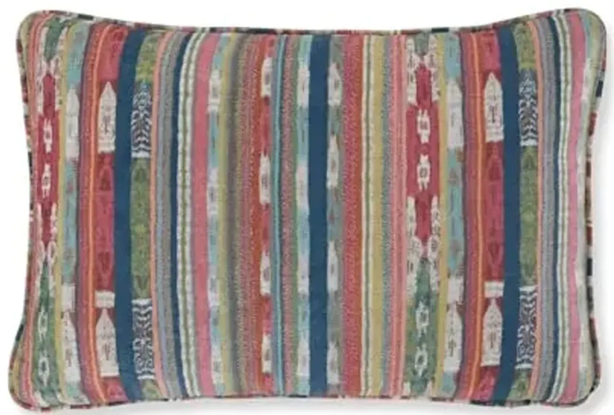 Signature Design by Ashley Orensburgh Bohemian Feather Fill Striped Pillow with Zipper Closure, Set of 4, Orange & Blue
