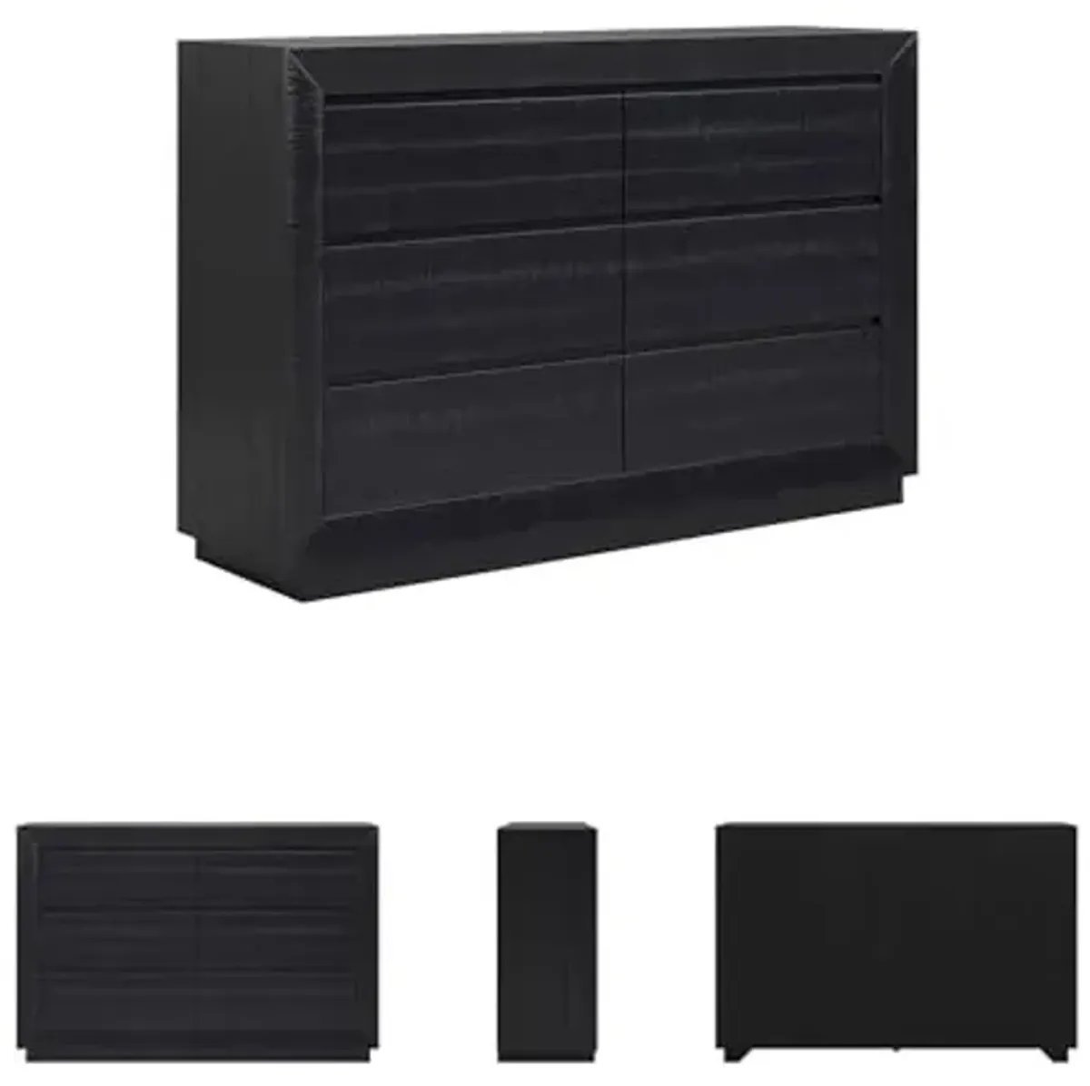 Signature Design by Ashley Londer Casual 6-Drawer Dresser with Safety Stop and Felt Lined, Black