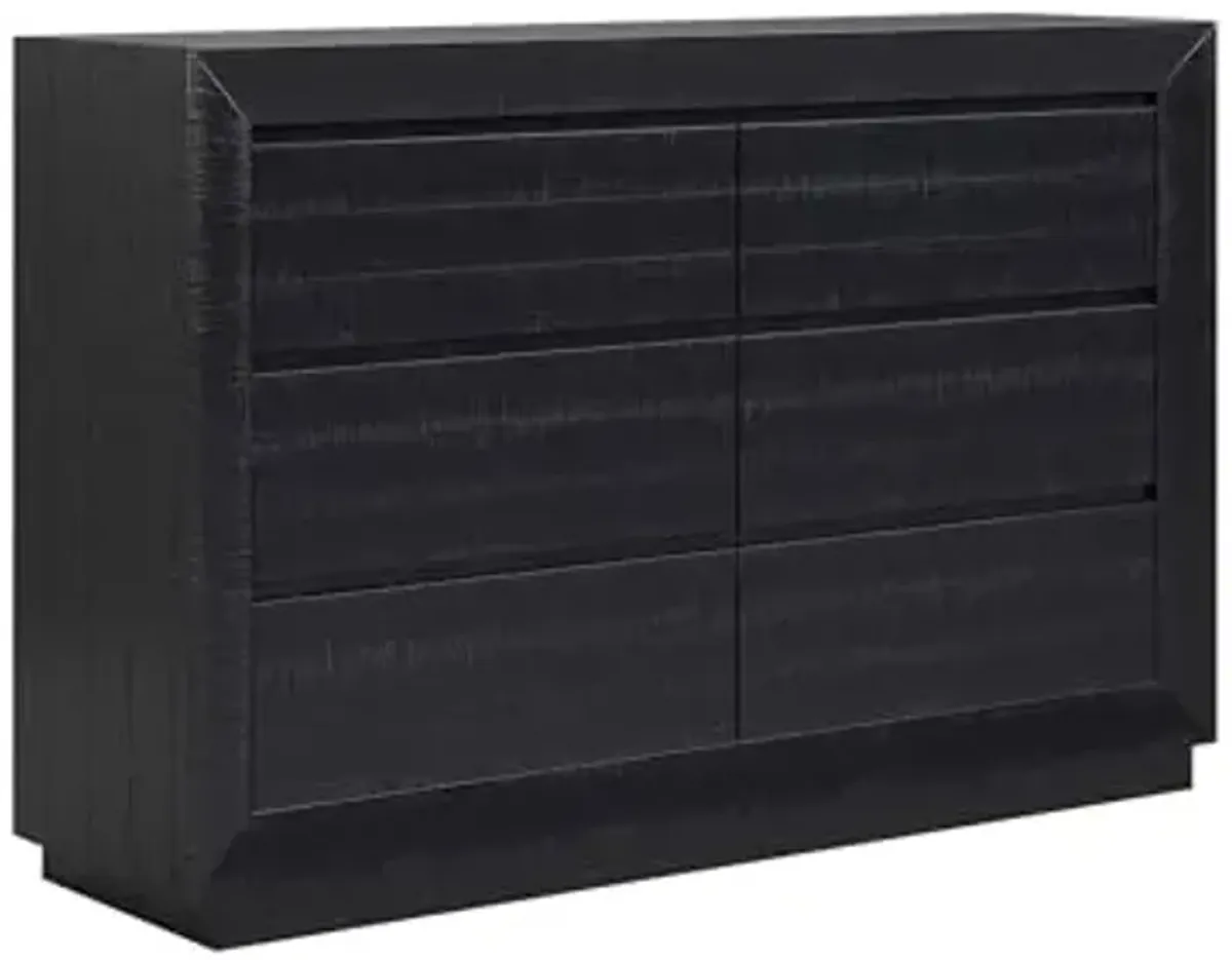 Signature Design by Ashley Londer Casual 6-Drawer Dresser with Safety Stop and Felt Lined, Black