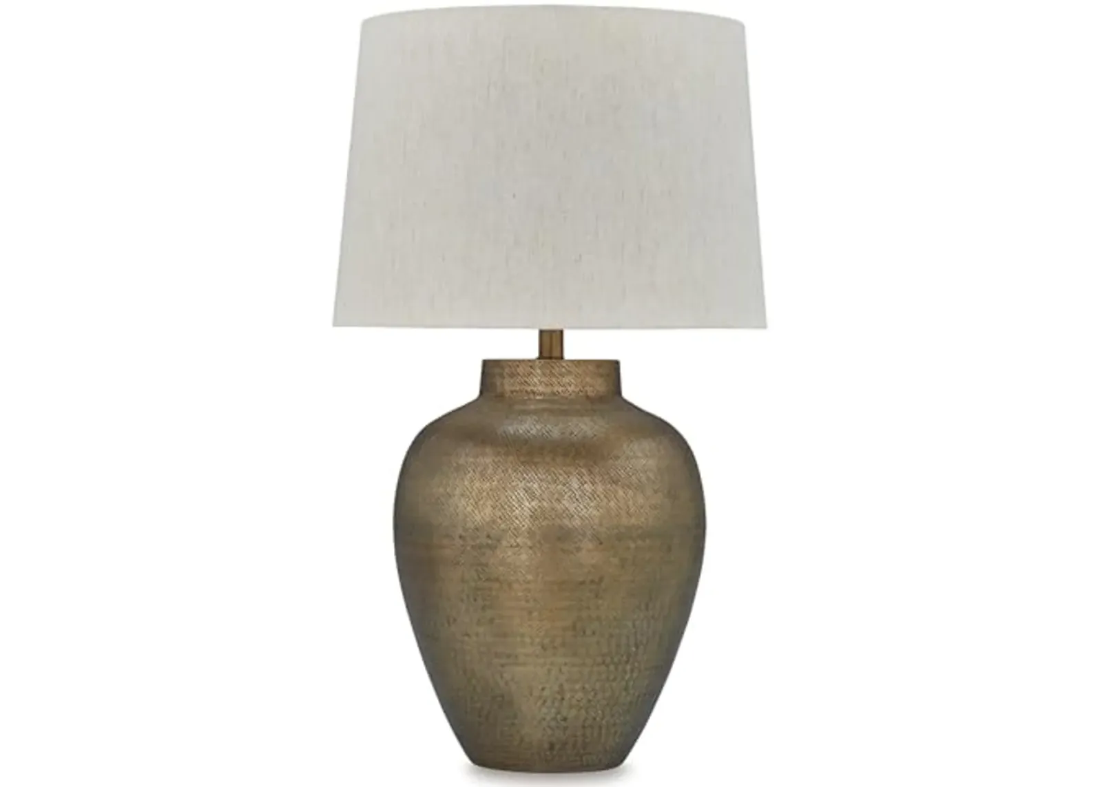 Signature Design by Ashley Madney Contemporary Aluminum Table Lamp with 3-Way Switch, Metallic & Beige