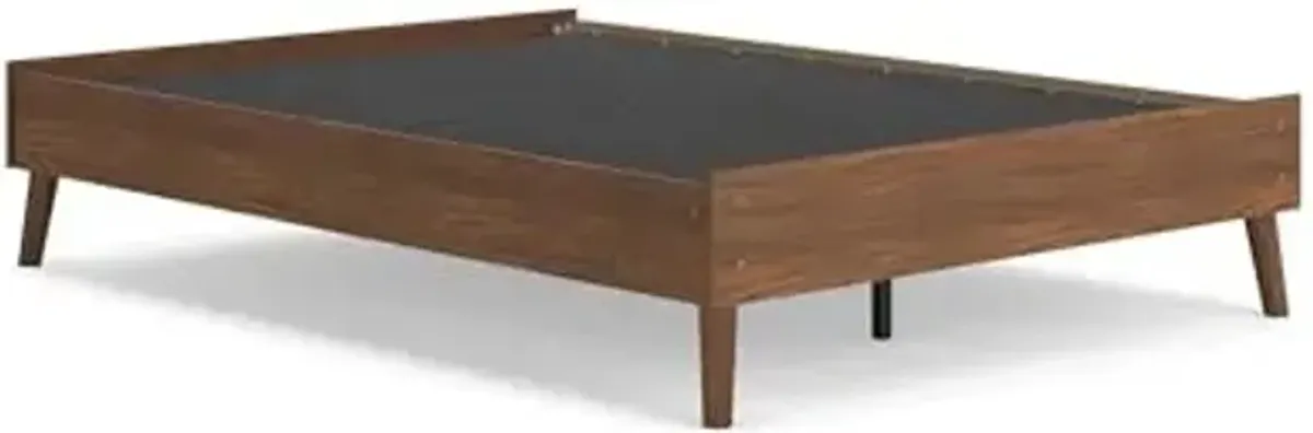 Signature Design by Ashley Fordmont Mid-Century Modern Full Platform Bed with Metal Slats, No Box Spring Needed, Dark Brown