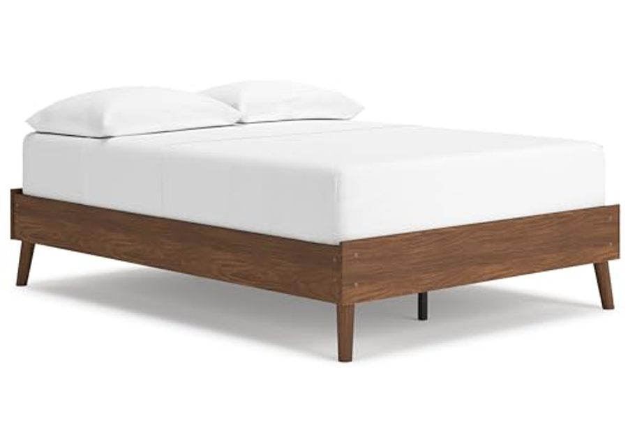 Signature Design by Ashley Fordmont Mid-Century Modern Full Platform Bed with Metal Slats, No Box Spring Needed, Dark Brown