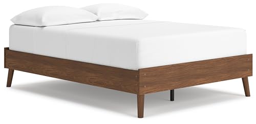 Signature Design by Ashley Fordmont Mid-Century Modern Full Platform Bed with Metal Slats, No Box Spring Needed, Dark Brown