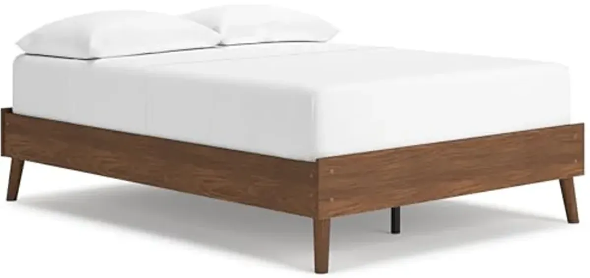 Signature Design by Ashley Fordmont Mid-Century Modern Full Platform Bed with Metal Slats, No Box Spring Needed, Dark Brown