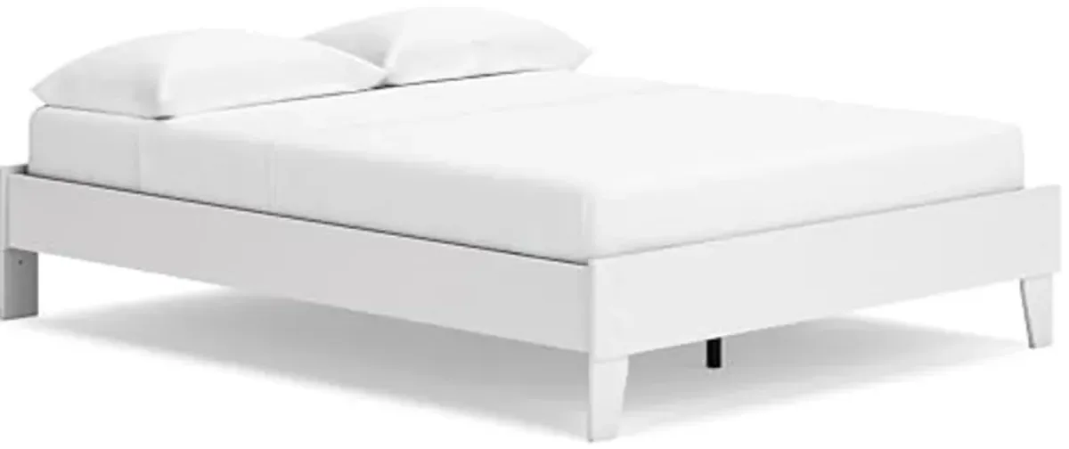 Signature Design by Ashley Socalle Coastal Queen Platform Bed with Metal Slats, No Box Spring Needed, White