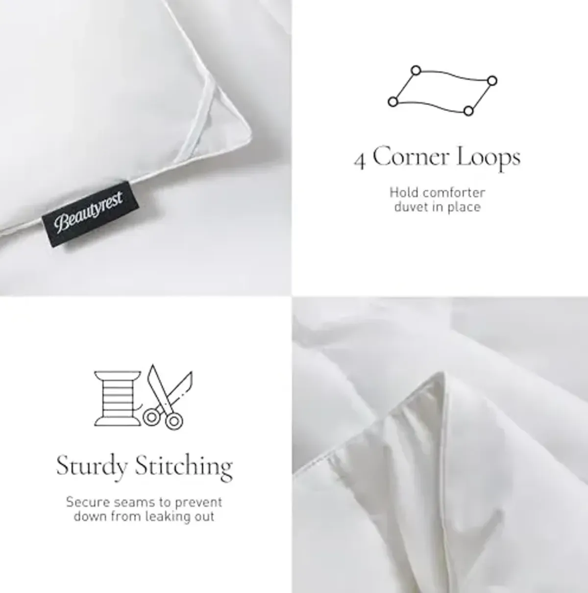 Beautyrest White Soft Feather Down Comforter Twin Size,Hotel Collection Lightweight Hypoallergenic Comforter,All Seasons Twin Duvet Insert with Corner Tabs,68x90 Inch