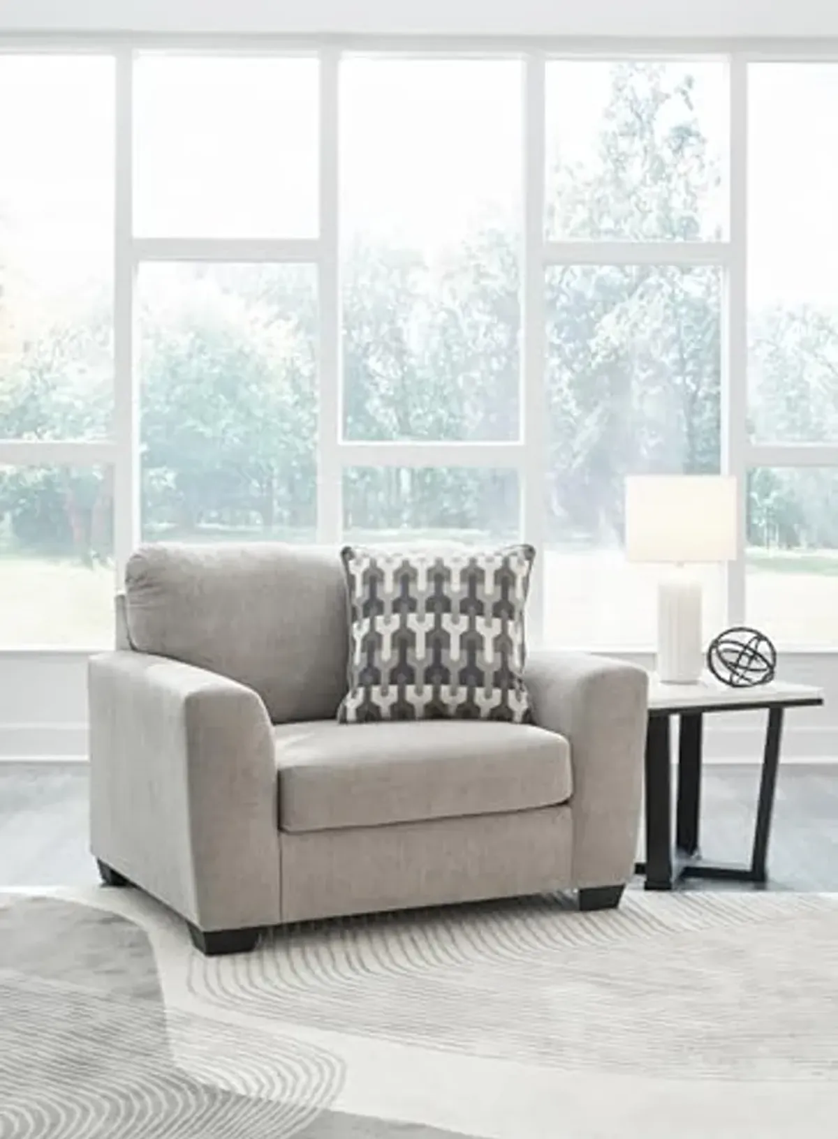 Signature Design by Ashley Avenal Park Casual Upholstered Oversized Chair with 1 Toss Pillow, Light Gray