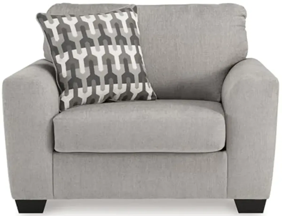 Signature Design by Ashley Avenal Park Casual Upholstered Oversized Chair with 1 Toss Pillow, Light Gray