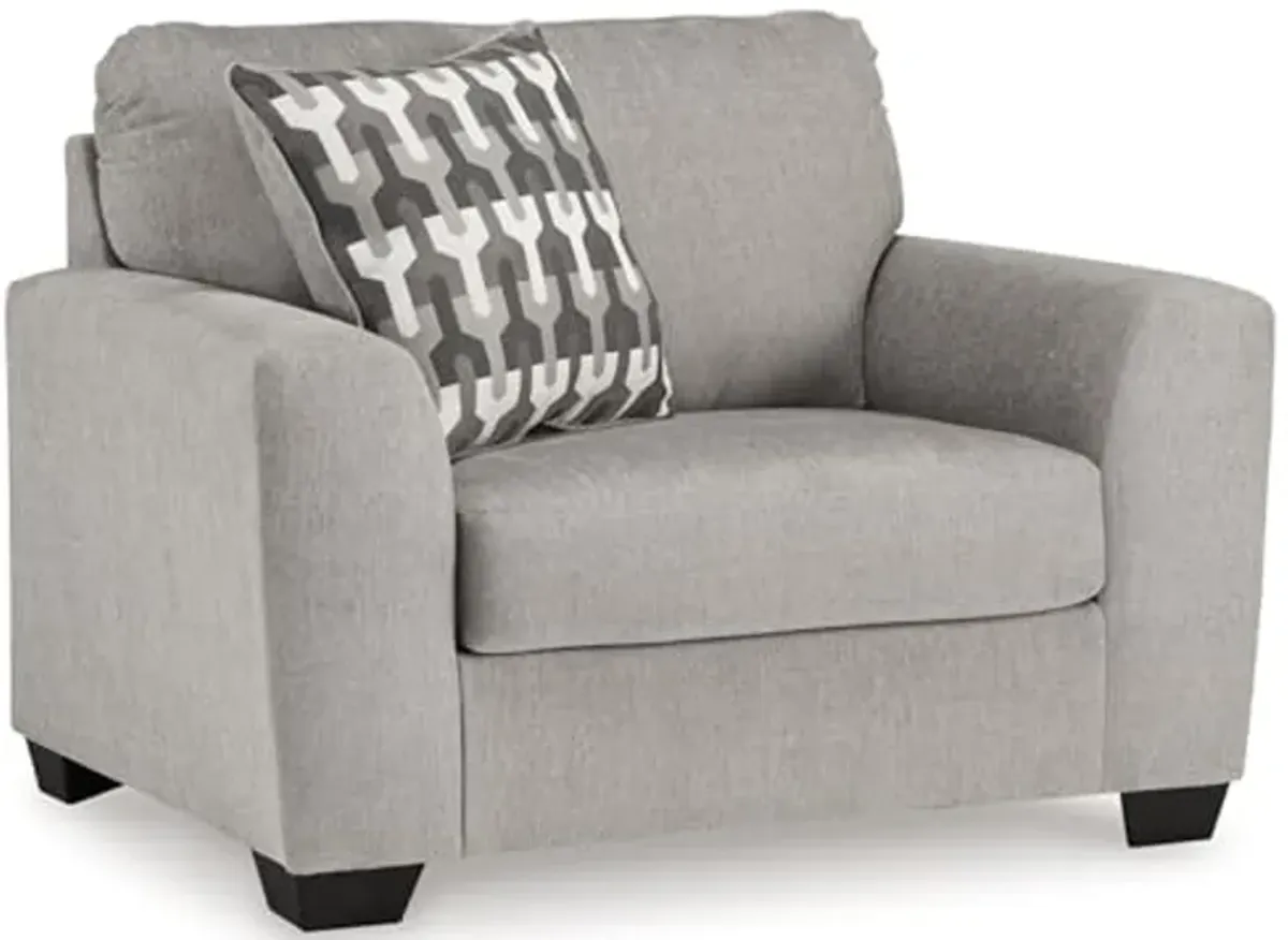 Signature Design by Ashley Avenal Park Casual Upholstered Oversized Chair with 1 Toss Pillow, Light Gray