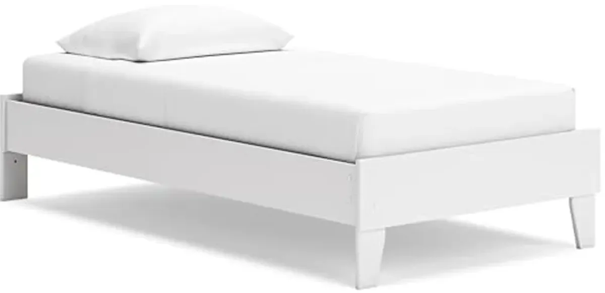 Signature Design by Ashley Socalle Coastal Twin Platform Bed with Metal Slats, No Box Spring Needed, White