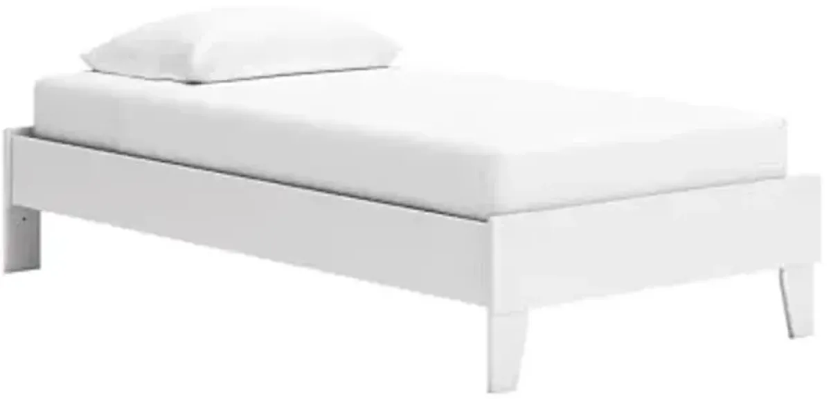 Signature Design by Ashley Socalle Coastal Twin Platform Bed with Metal Slats, No Box Spring Needed, White