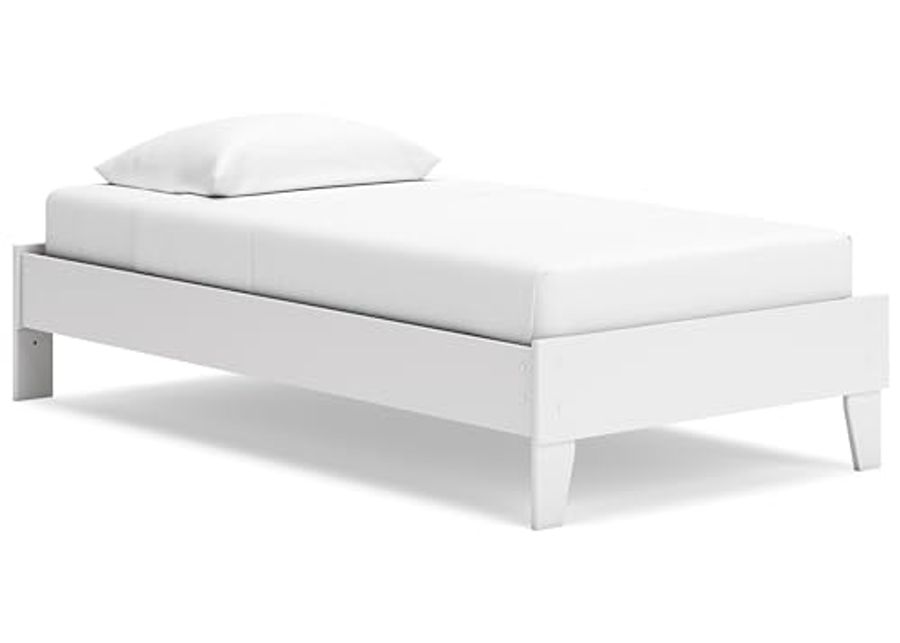 Signature Design by Ashley Socalle Coastal Twin Platform Bed with Metal Slats, No Box Spring Needed, White