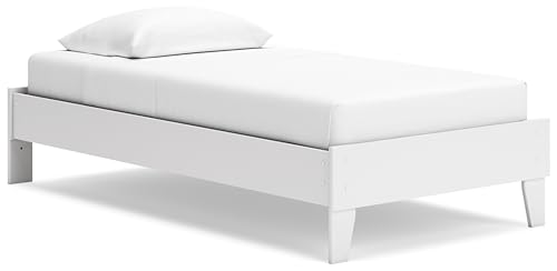 Signature Design by Ashley Socalle Coastal Twin Platform Bed with Metal Slats, No Box Spring Needed, White