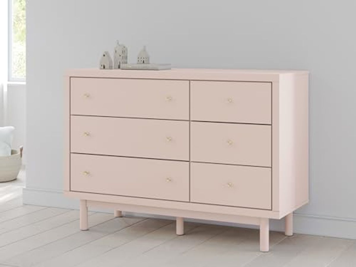 Signature Design by Ashley Wistenpine Modern 6-Drawer Dresser with Safety Stop, Pink