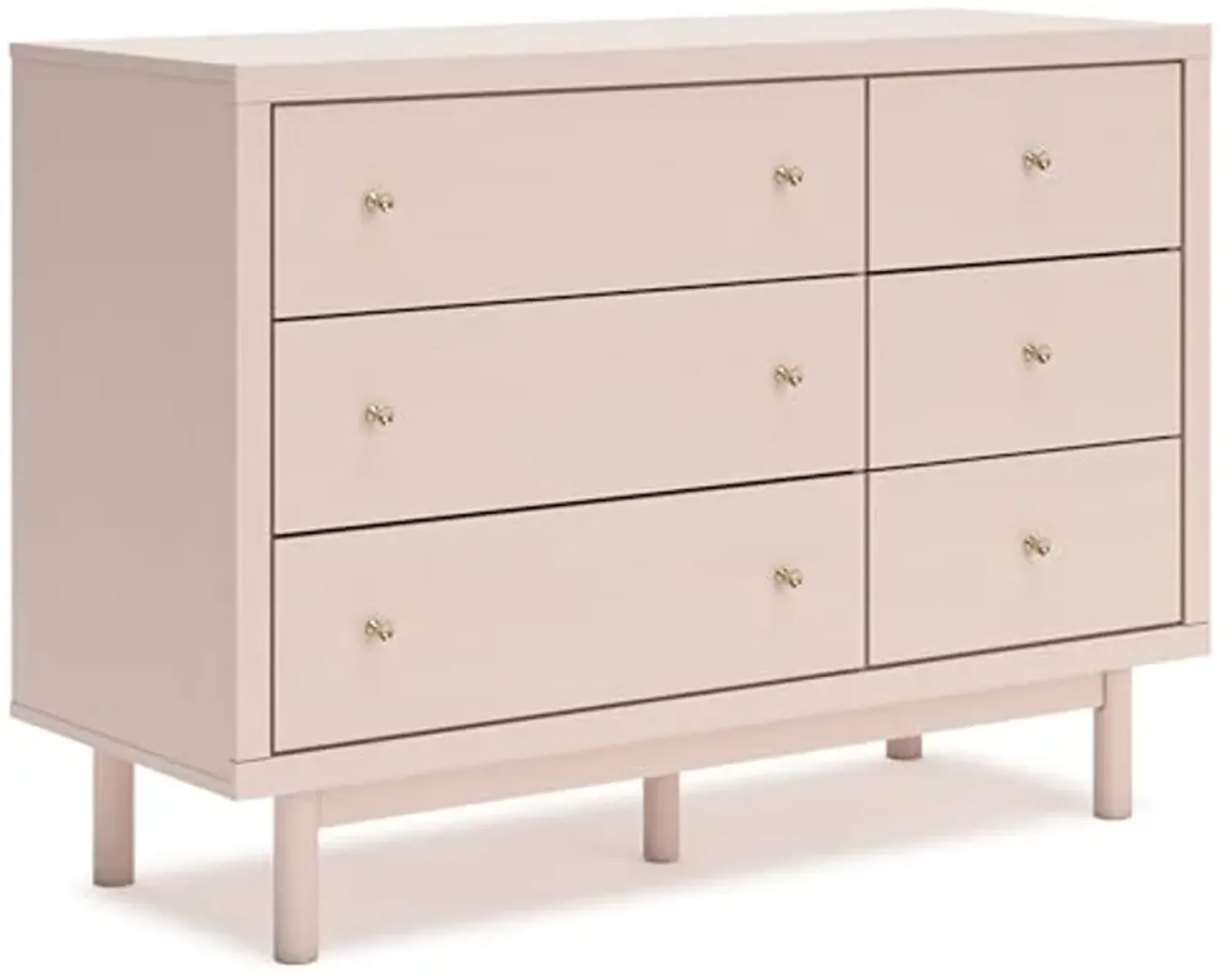 Signature Design by Ashley Wistenpine Modern 6-Drawer Dresser with Safety Stop, Pink