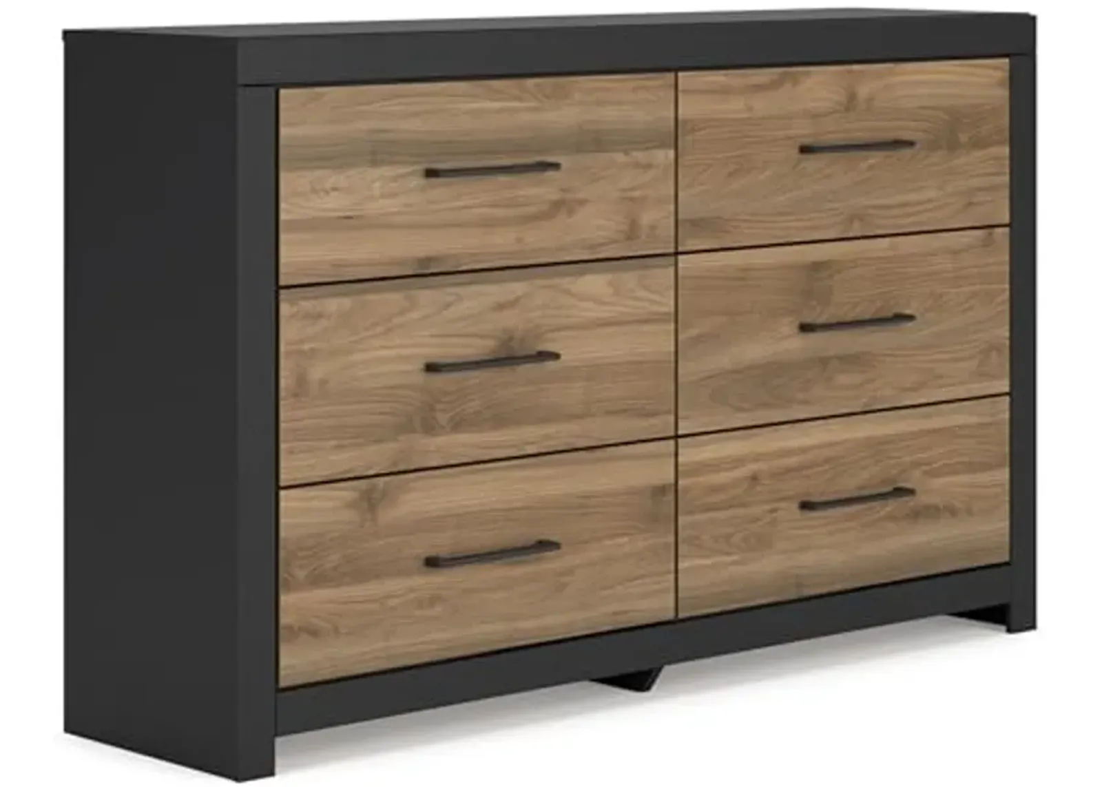 Signature Design by Ashley Vertani Casual 6-Drawer Dresser with Safety Stop, Black & Light Brown