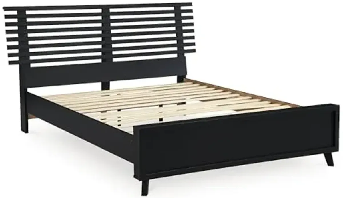 Signature Design by Ashley Danziar Modern Slat Headboard for Bedroom, Queen, Black