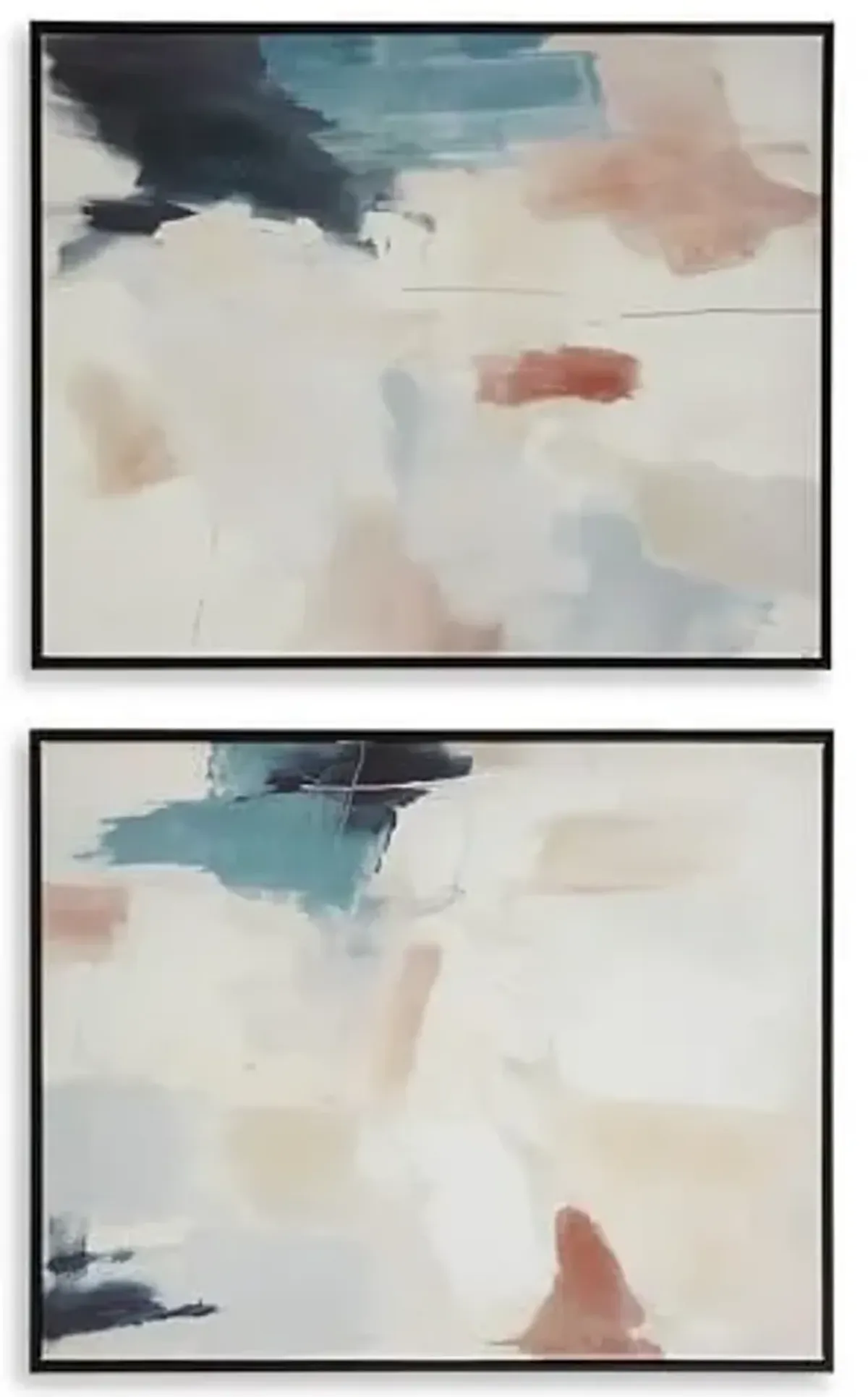 Signature Design by Ashley Caldish Contemporary Rectangular Hand-painted Wall Art Set 24 x 30 Inches, Set of 2, Blue & White