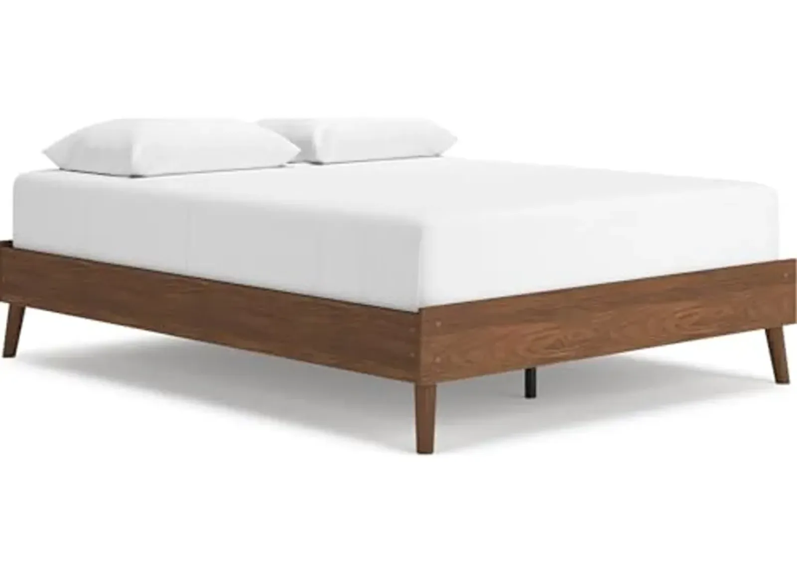 Signature Design by Ashley Fordmont Mid-Century Modern Queen Platform Bed with Metal Slats, No Box Spring Needed, Dark Brown