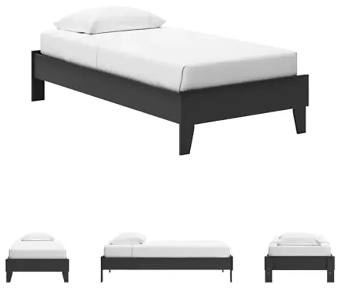 Signature Design by Ashley Socalle Casual Twin Platform Bed with Metal Slats, No Box Spring Needed, Black