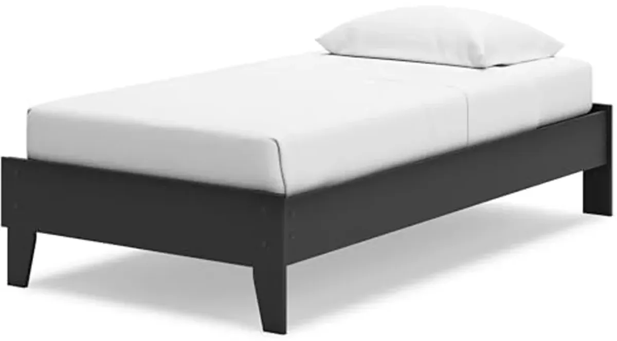 Signature Design by Ashley Socalle Casual Twin Platform Bed with Metal Slats, No Box Spring Needed, Black