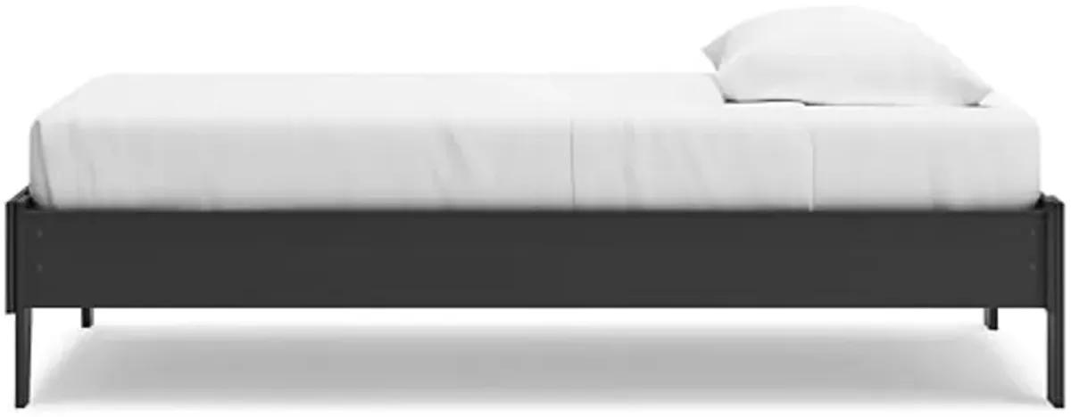 Signature Design by Ashley Socalle Casual Twin Platform Bed with Metal Slats, No Box Spring Needed, Black