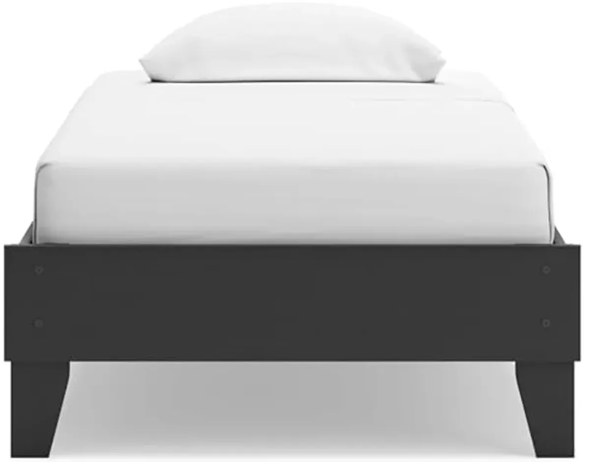 Signature Design by Ashley Socalle Casual Twin Platform Bed with Metal Slats, No Box Spring Needed, Black