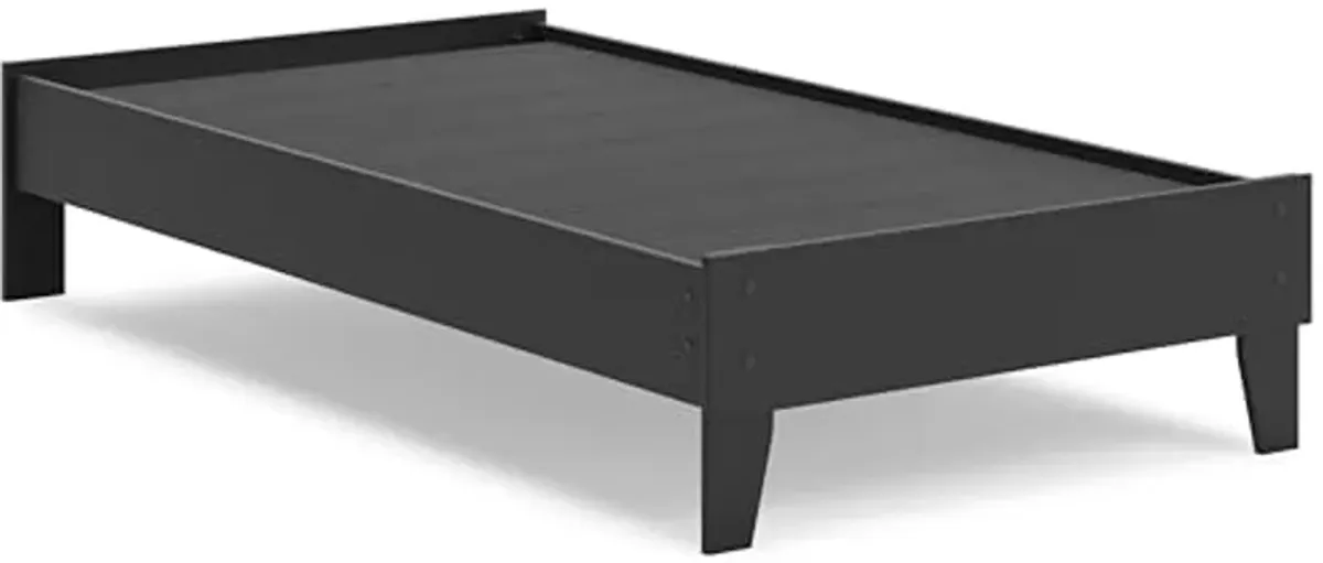 Signature Design by Ashley Socalle Casual Twin Platform Bed with Metal Slats, No Box Spring Needed, Black