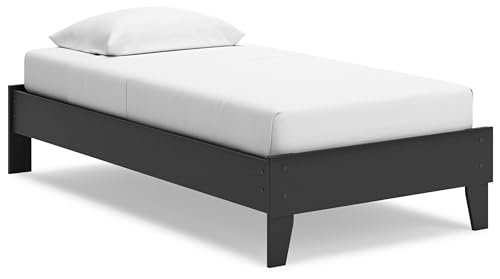 Signature Design by Ashley Socalle Casual Twin Platform Bed with Metal Slats, No Box Spring Needed, Black