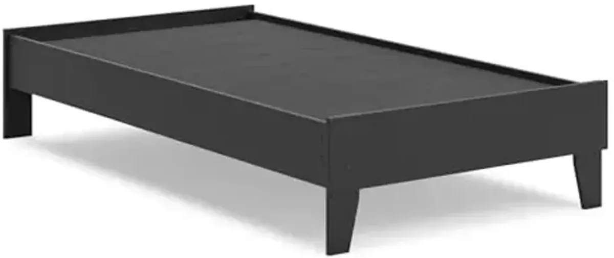 Signature Design by Ashley Socalle Casual Twin Platform Bed with Metal Slats, No Box Spring Needed, Black