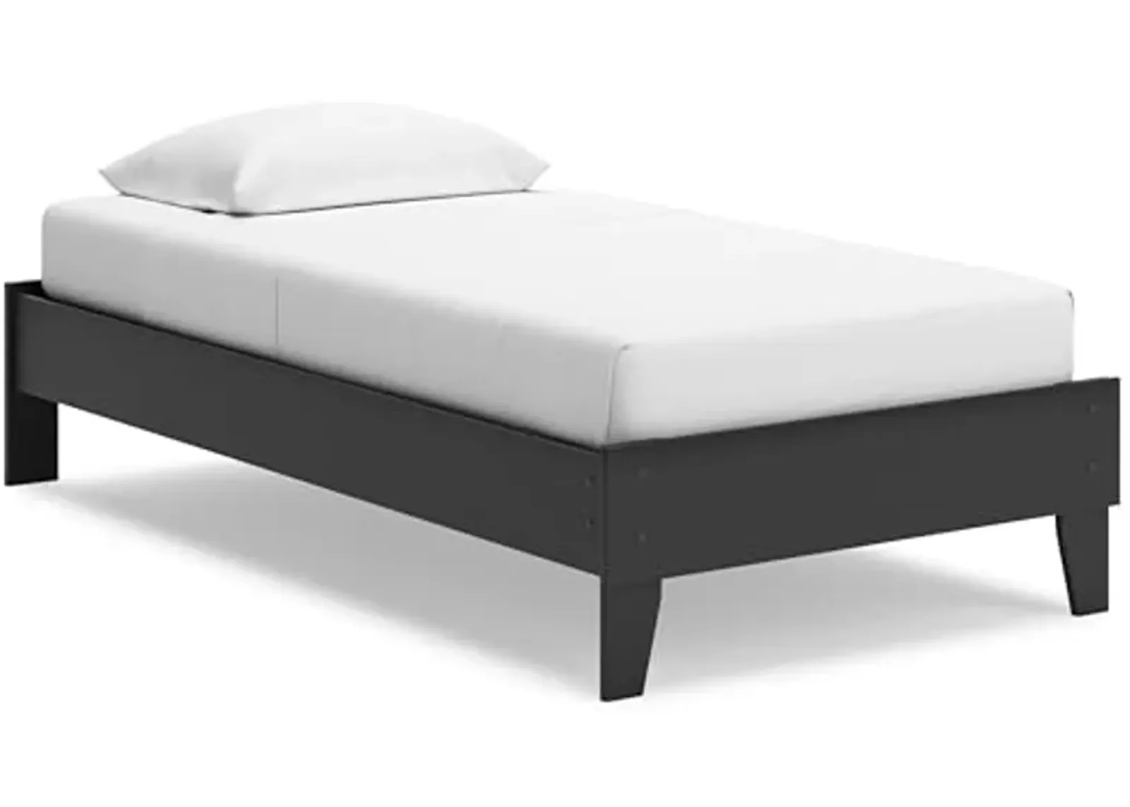 Signature Design by Ashley Socalle Casual Twin Platform Bed with Metal Slats, No Box Spring Needed, Black