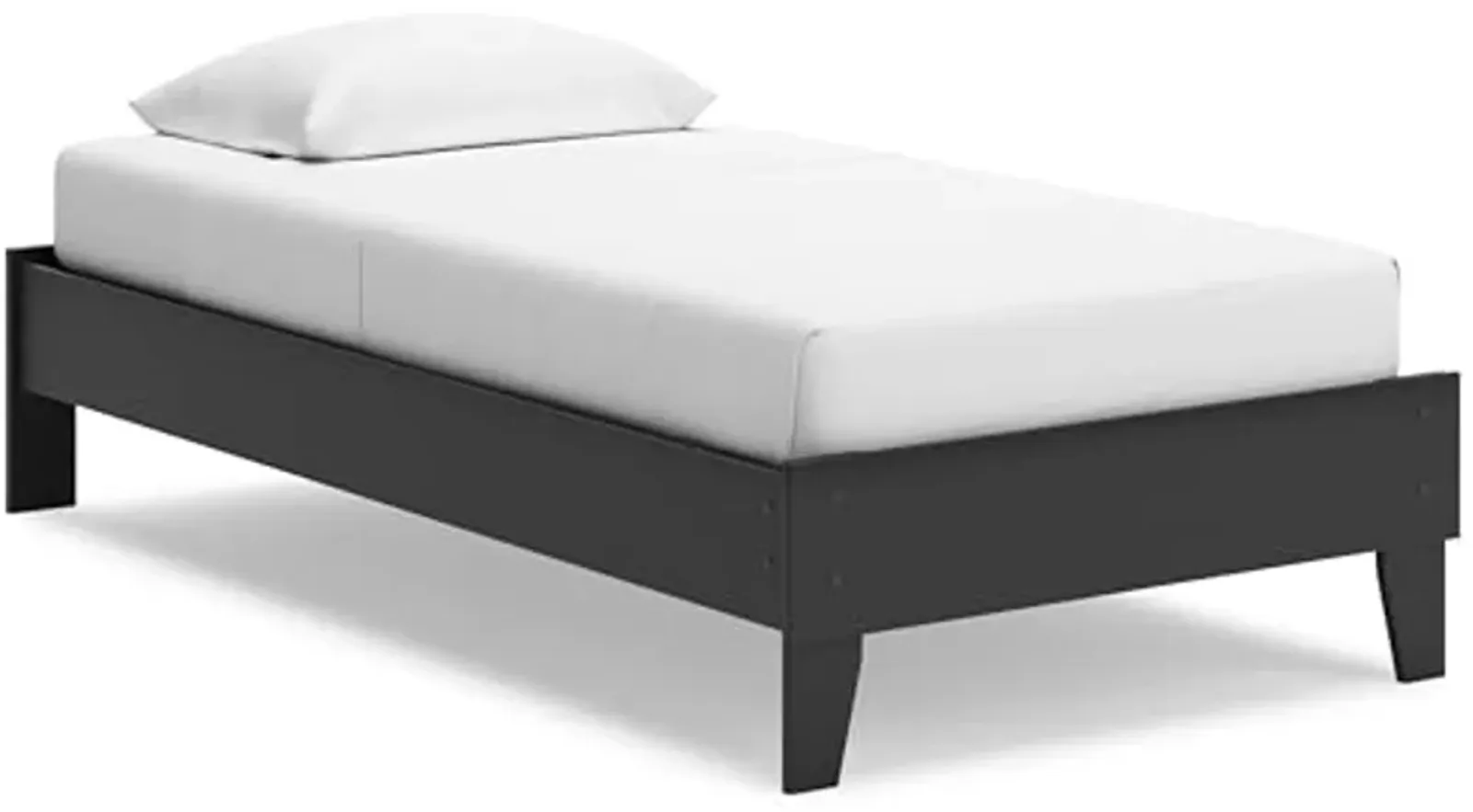 Signature Design by Ashley Socalle Casual Twin Platform Bed with Metal Slats, No Box Spring Needed, Black