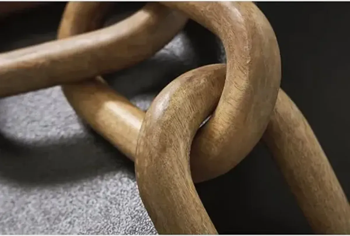 Signature Design by Ashley Mardelby Casual Tabletop Wood Sculpture, Chain Link Design, Light Brown