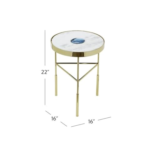 Bassett Mirror Company Delilah Contemporary Accent Table in Gold and Marble