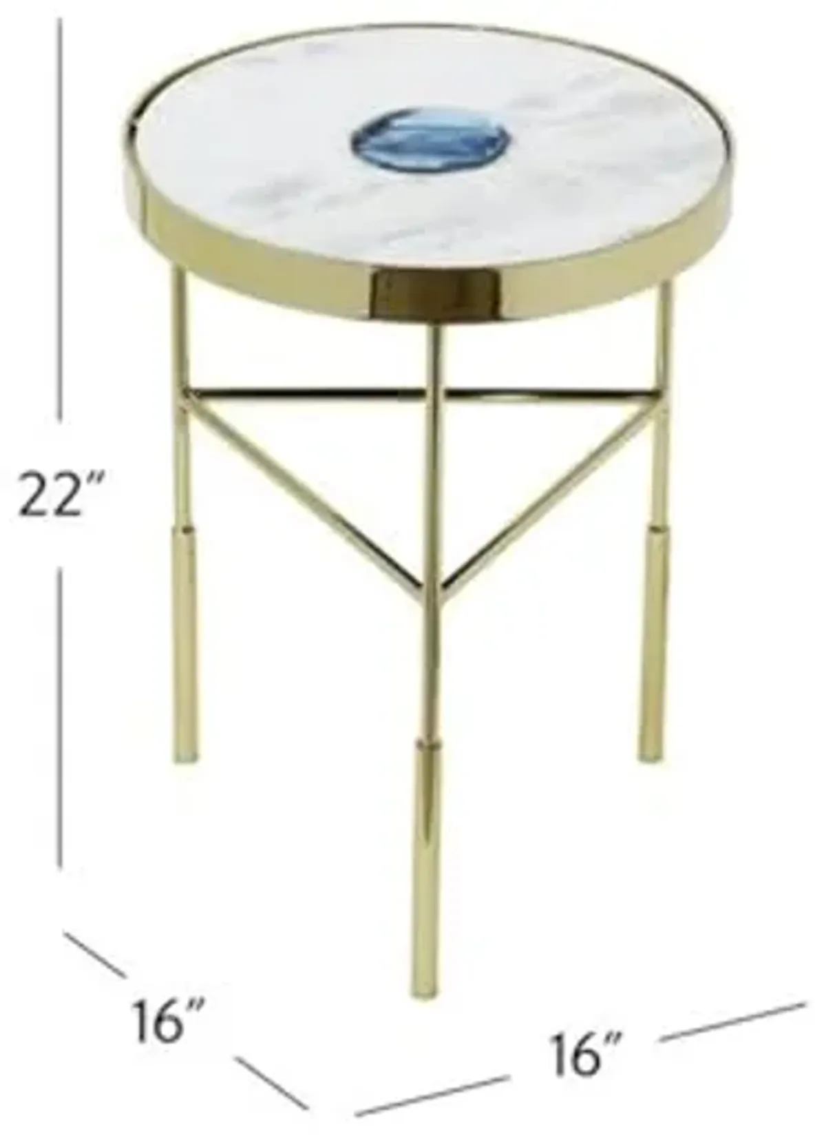 Bassett Mirror Company Delilah Contemporary Accent Table in Gold and Marble