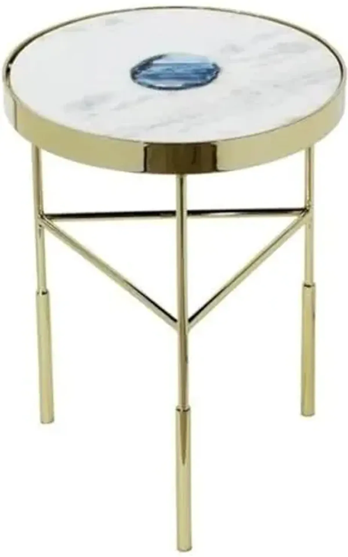 Bassett Mirror Company Delilah Contemporary Accent Table in Gold and Marble